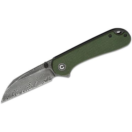 CIVIVI Elementum C18062AF-DS1 - Green Canvas Micarta with Damascus Wharncliffe Blade