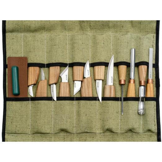 BeaverCraft S50 Set of 12 Wood Carving Tools with Canvas Tool Roll