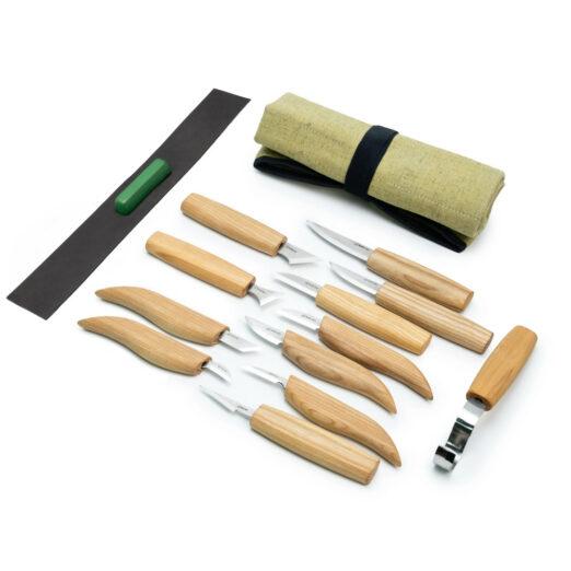 BeaverCraft S10 Wood Carving Set of 12 Tools with Canvas Tool Roll