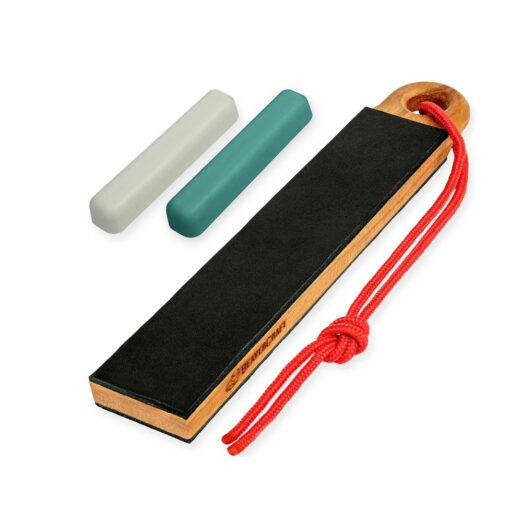 BeaverCraft LS9P2 Pocket Dual-Sided Leather Paddle Strop with Two Polishing Compounds