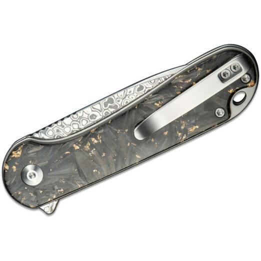 CIVIVI  Button Lock Elementum II C18062P-10, Gold Shred Carbon Fibre Handles, Shredded Carbon Fibre with Damascus Blade