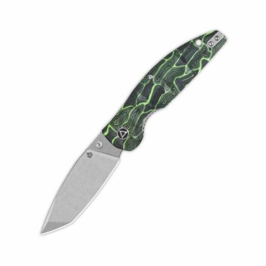 QSP Turtle Punk QS158-C1 - Black/Green G10 with Stonewashed 14C28N Tanto Blade