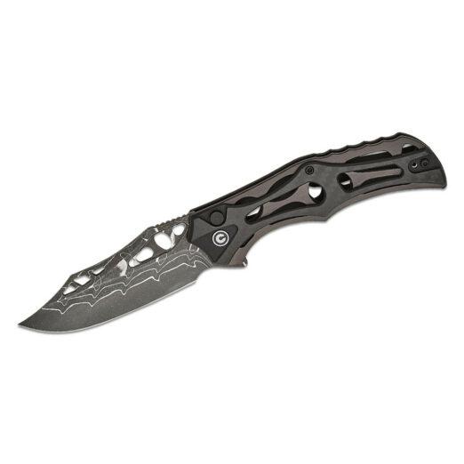 CIVIVI Biophase C23083C-DS1, Skeletonised Aluminium and Carbon Fibre Overlaid G10 Handles, Damascus Blade