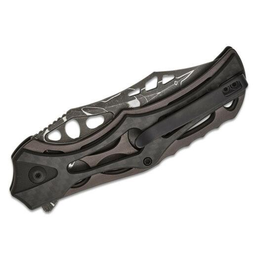 CIVIVI Biophase C23083C-DS1, Skeletonised Aluminium and Carbon Fibre Overlaid G10 Handles, Damascus Blade