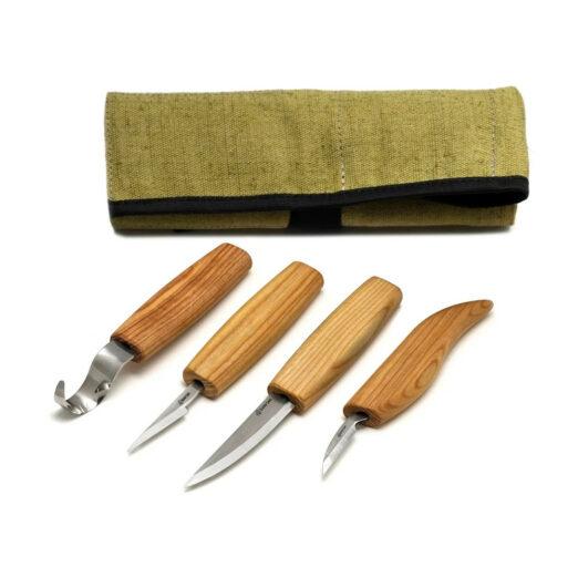 BeaverCraft S09 Basic Wood Carving Knives in Tool Roll