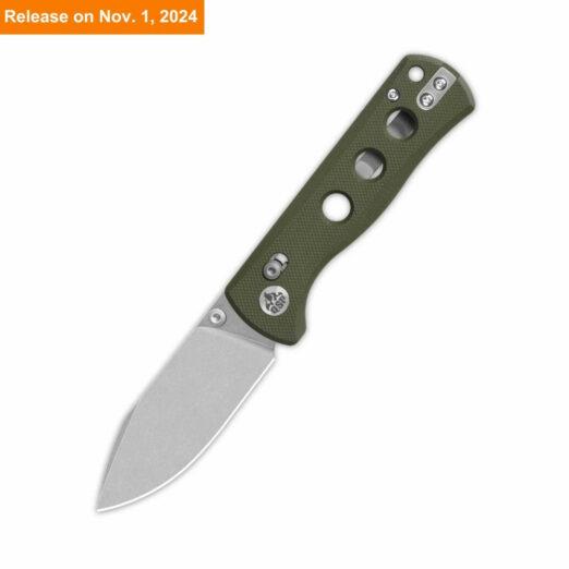 QSP Canary Glyde Lock QS150GL-B1, Olive Green G10 Handle with Stonewashed 14C28N Blade