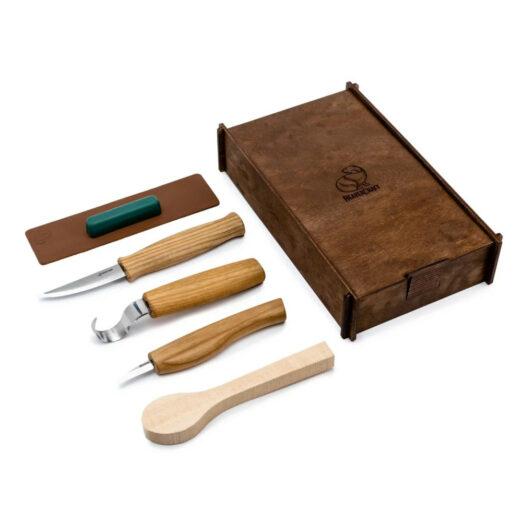 BeaverCraft S13BOX Right-Handed Spoon Carving Set in Wooden Box