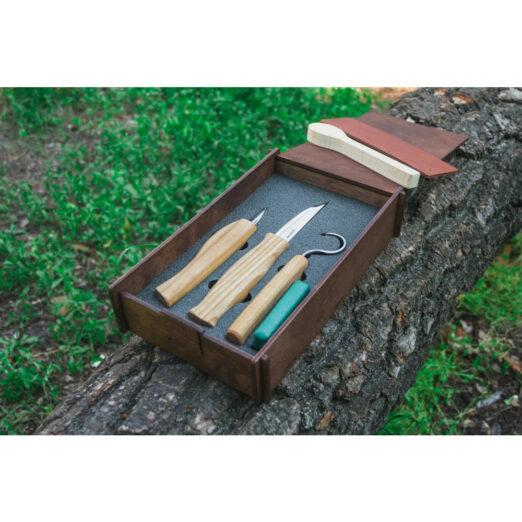 BeaverCraft S13BOX Right-Handed Spoon Carving Set in Wooden Box